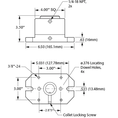 5C Low-Pressure Pneumatic Collet Block, Pull-Back design, (65102H